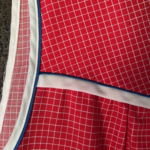 Vintage 80s 90s Housedress House Coat Dress Red & White Zip Front Cotton 1X XL - Picture 4 of 9